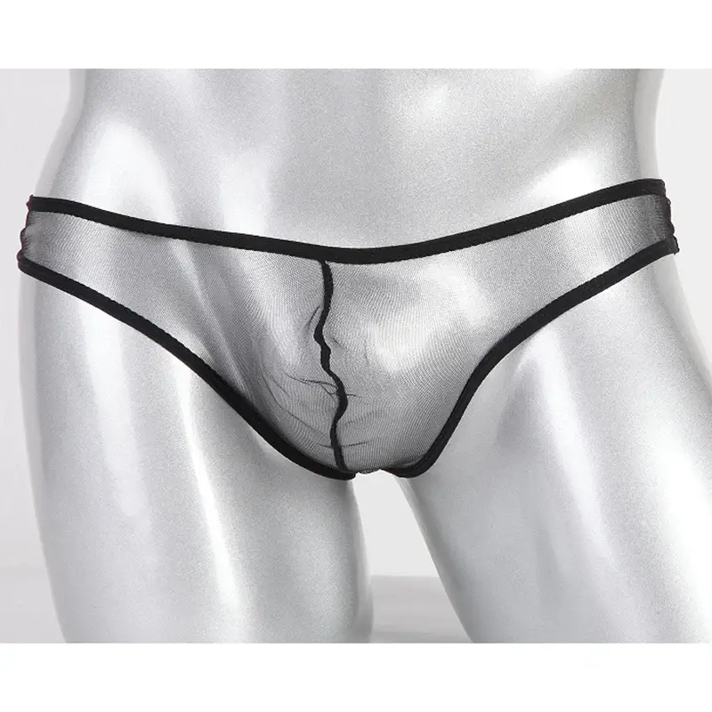 Men's Large Size Low Waist Mesh Briefs, Ultrathin Transparent Underwear, with U Convex Bag, Various Colors Available — image 9