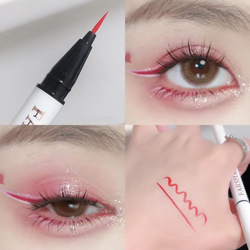 Liquid Matte Turquoise Eyeliner Ultra Fine Black White Eyeliner Waterproof Easy To Color Rainbow Colorful Eye Liner Eyes Makeup