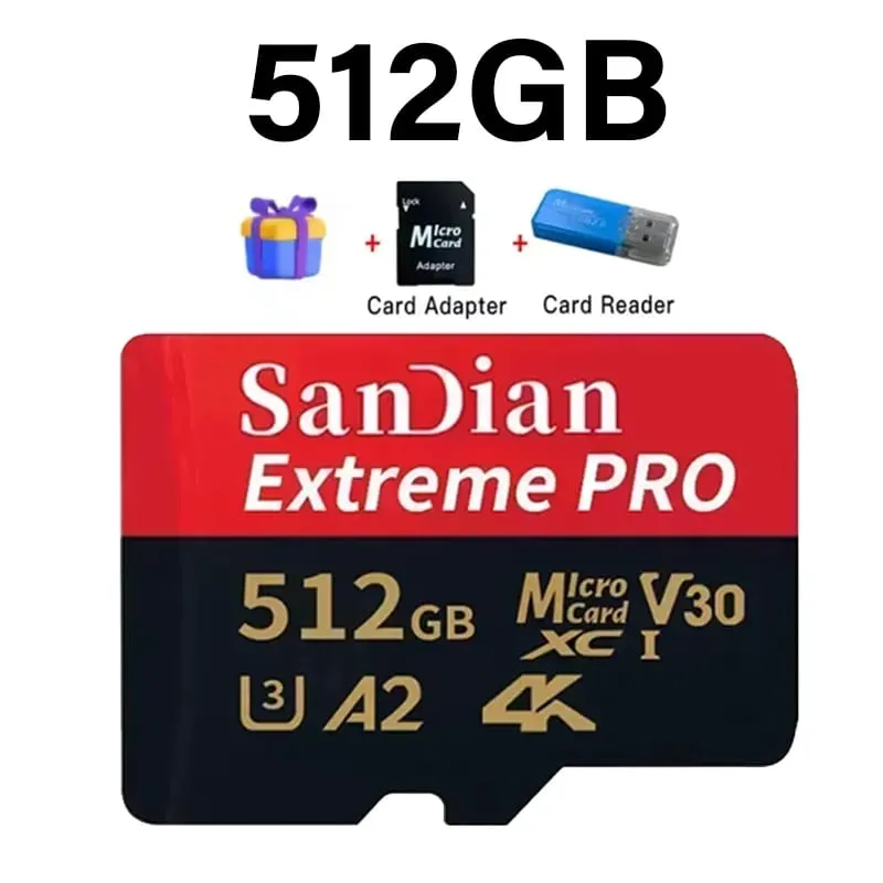 כרטיס מיקרו TF מהיר 128GB Class10 כרטיס פלאש 256GB כרטיס זיכרון 512GB לטאבלט לסמארטפון