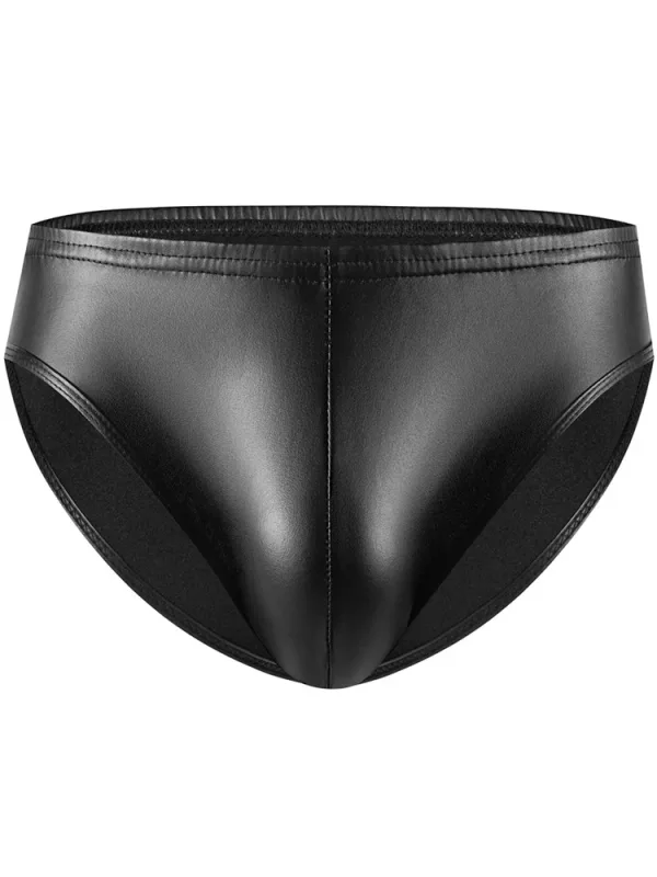 New PU Faux Leather Mens Bikini Briefs Trunks Slips Tights Hot Sexy Underwear Jockstrap Calzoncillos Ropa Panties Tanga Thong — image 4