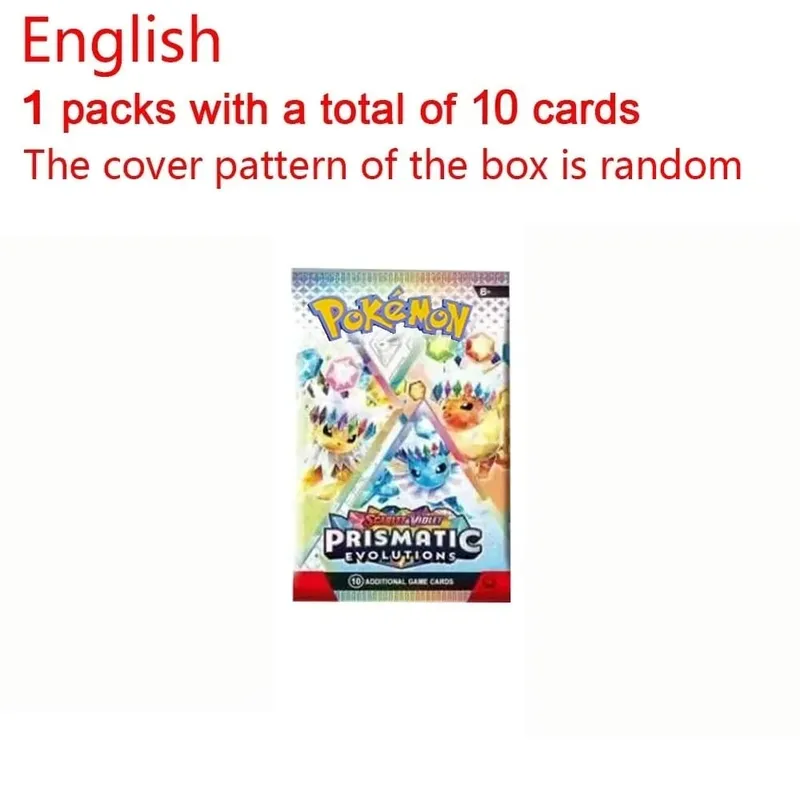 360 db/doboz 10 kártya/csomag angol Pokémon kártya Prismatic Evolutions English Booster Battle tranzakciós kártya ajándékok