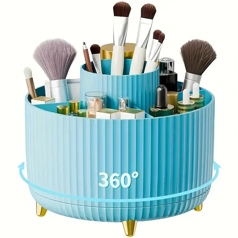 Organizador de suporte de pincel de maquiagem, 5 espaços, rotação 360 °, pincéis de maquiagem, organizadores de armazenamento de mesa para vaidade, banheiro, escritório — image 11