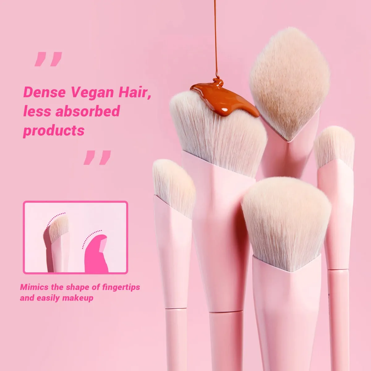 Jessup pincel para base e corretivo, conjunto de pincéis de maquiagem rosa, 2 peças, pincéis sintéticos premium para maquiagem t497