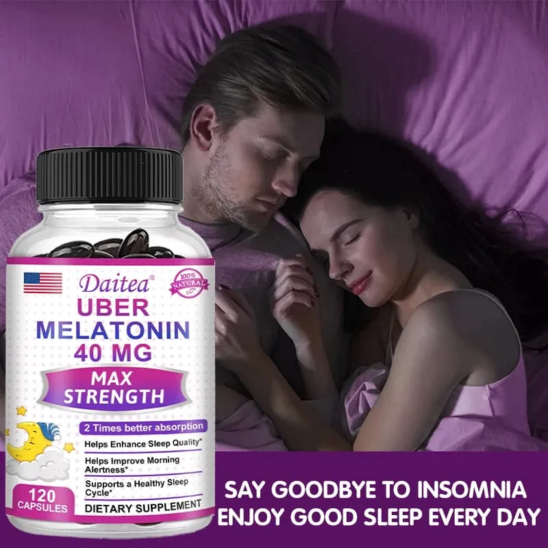 קפסולות Daitea Super Melatonin-40mg מכילות ויטמין C עוזרות לך להירדם מהר יותר להקל על נדודי שינה ולשפר את איכות השינה