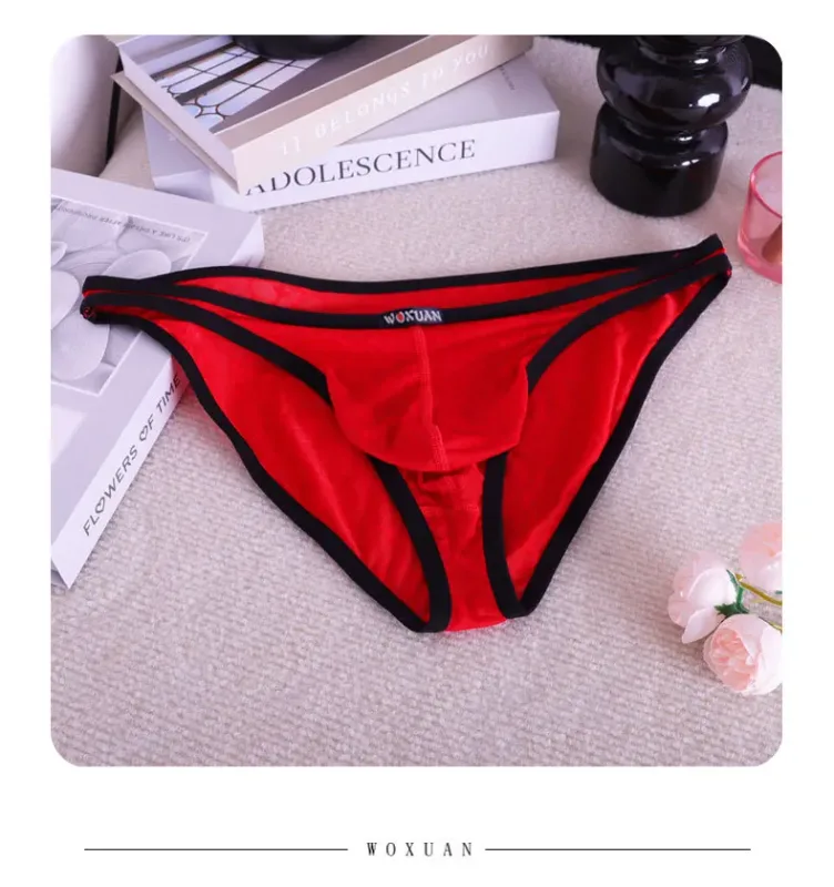 3PCS Lace Convex Briefs Men's Briefs Transparent Sexy Low Waist Mesh Quick-drying Solid Color Breathable Men Underwear