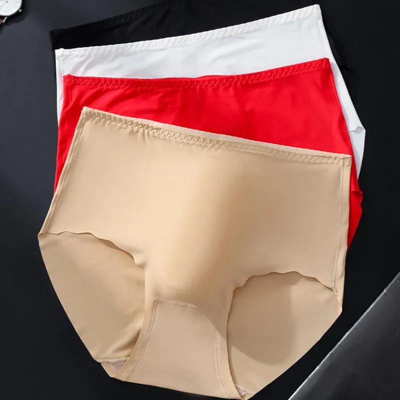 Men Ultra-Thin Briefs Seamless Ice Silk Plus Size Briefs 3D Bulge Pouch Solid Underwear High-Waisted Breathable Panties — image 2