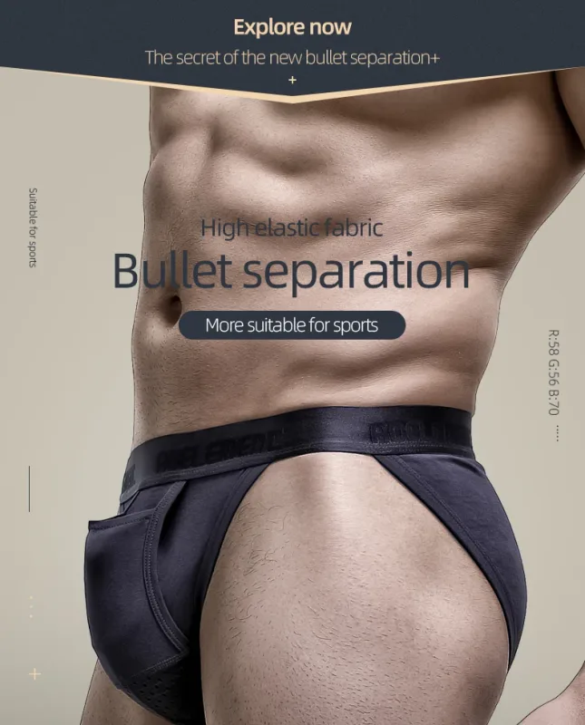 Men's Ice Silk Separated Pouch Briefs, U Convex Scrotal Support, Breathable Anti-Varicocele Design Underwear — image 9
