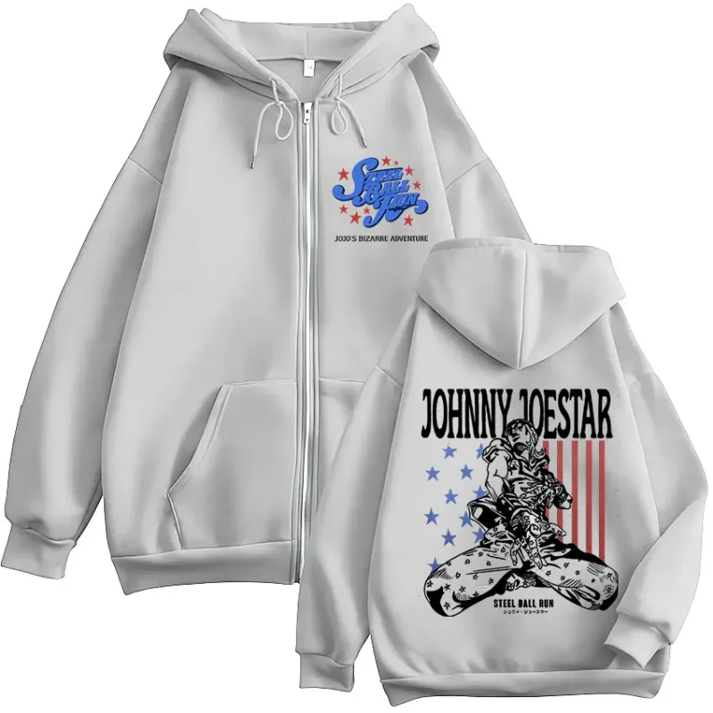 Anime JoJo Bizarre Adventure STEEL BALL RUN Johnny Joestar Zipper Hoodies Männer Frauen Kleidung Zip Up Sweatshirt Jacke Streetwear — image 4