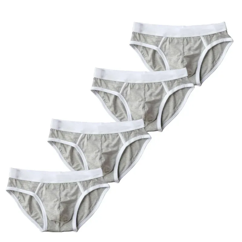 4PCS Men Cottn Briefs Underwear Simple Breathable Low Waist Lingerie Underpants Male Homewear Trunks Calzoncillos — image 3