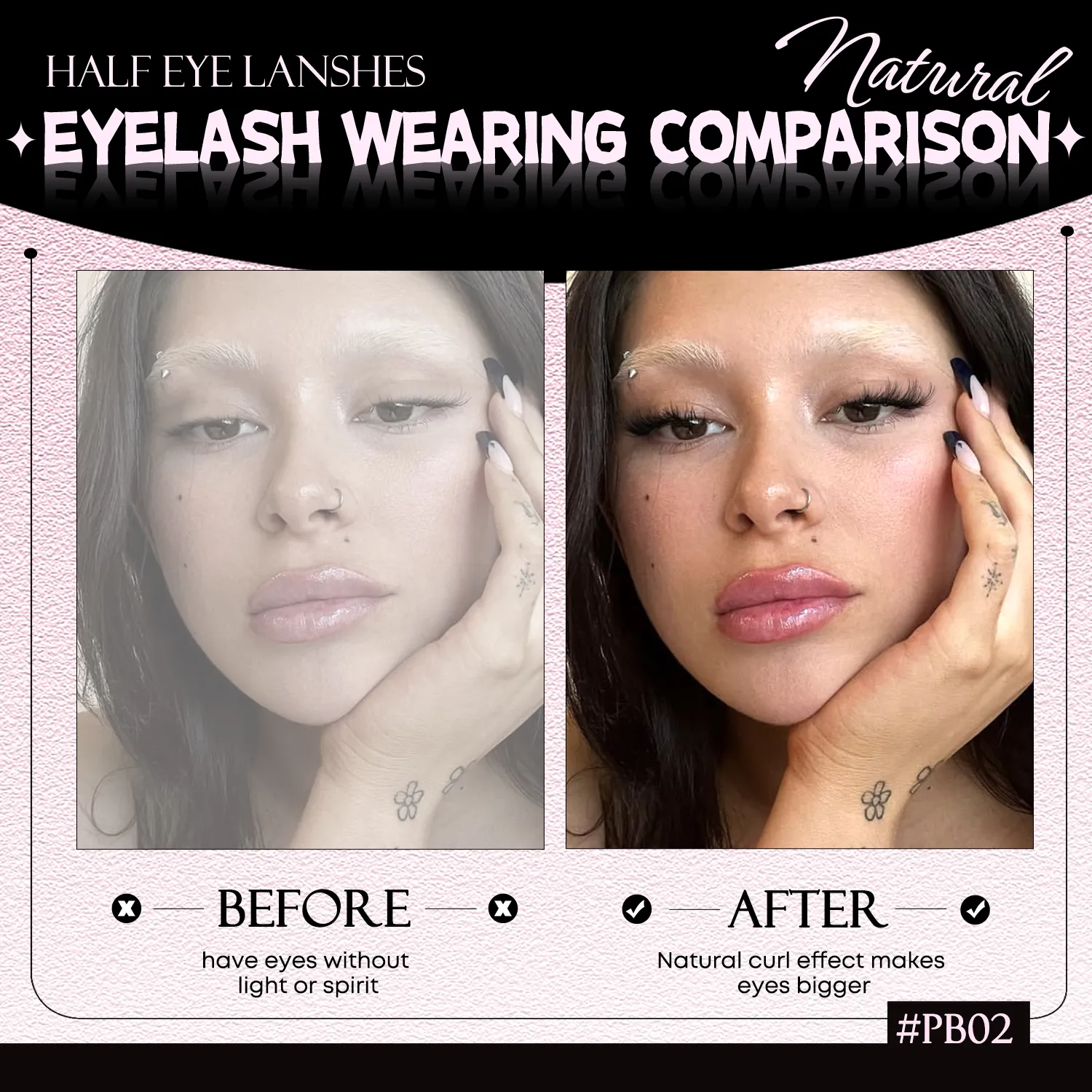 Half Lashes Cat Eye Eyelashes Natural Look Wispy műszempillák Faux Mink Lashes Clear Band Natural műszempillák Smink — image 5
