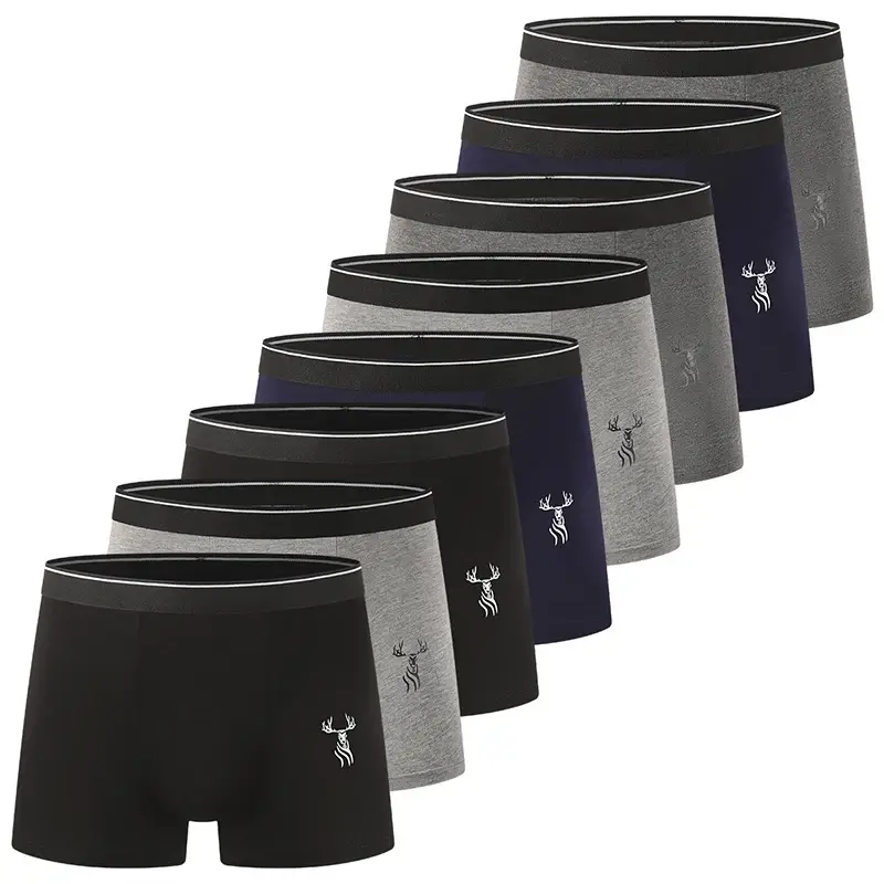 8-Piece Set of Men's Bamboo Fiber Fashionable Printed Underwear Comfortable Plus Size Boxer Shorts Sports and Fitness Base Short — image 8