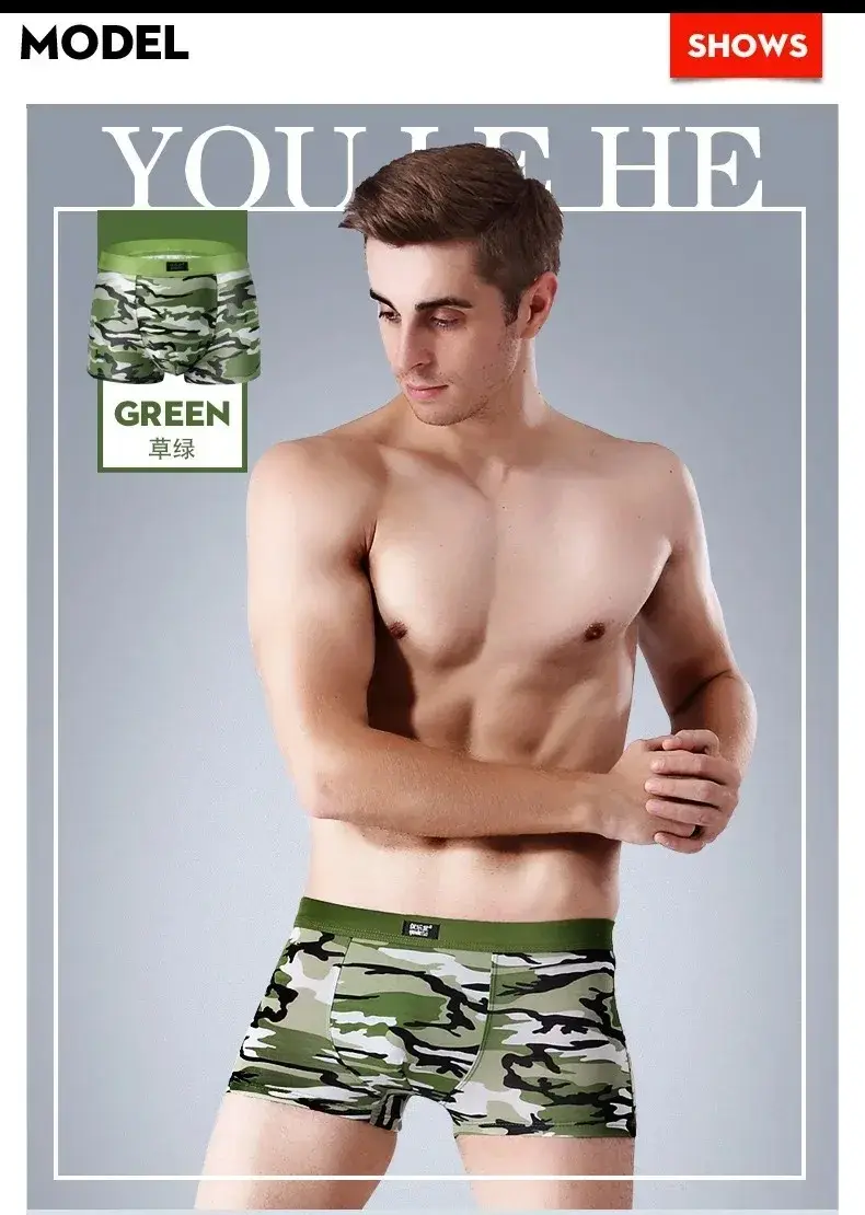 4Pcs Camouflage Boxer Men Underwear High-quality Bamboo Fiber High Elasticity Sexy Men Boxer Shorts Underwear Hombre Underpants