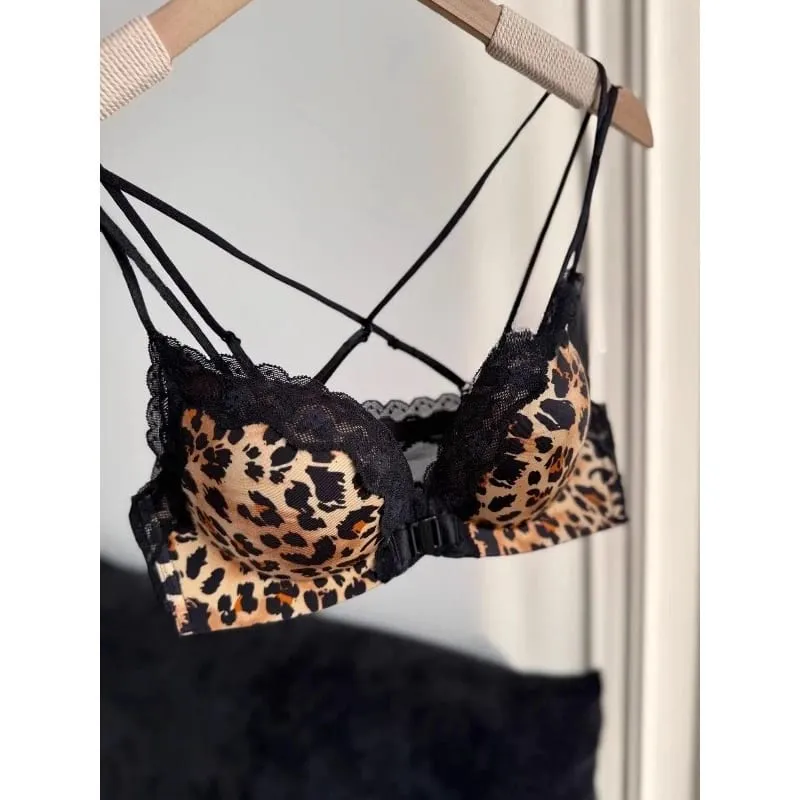 Σετ σουτιέν με μπροστινό κουμπιά Leopard Print Push Up Petite γυναικεία εξώπλατα σέξι εσώρουχα για πάρτι Βελτιώστε το μπούστο Show Larger S-XL — image 5