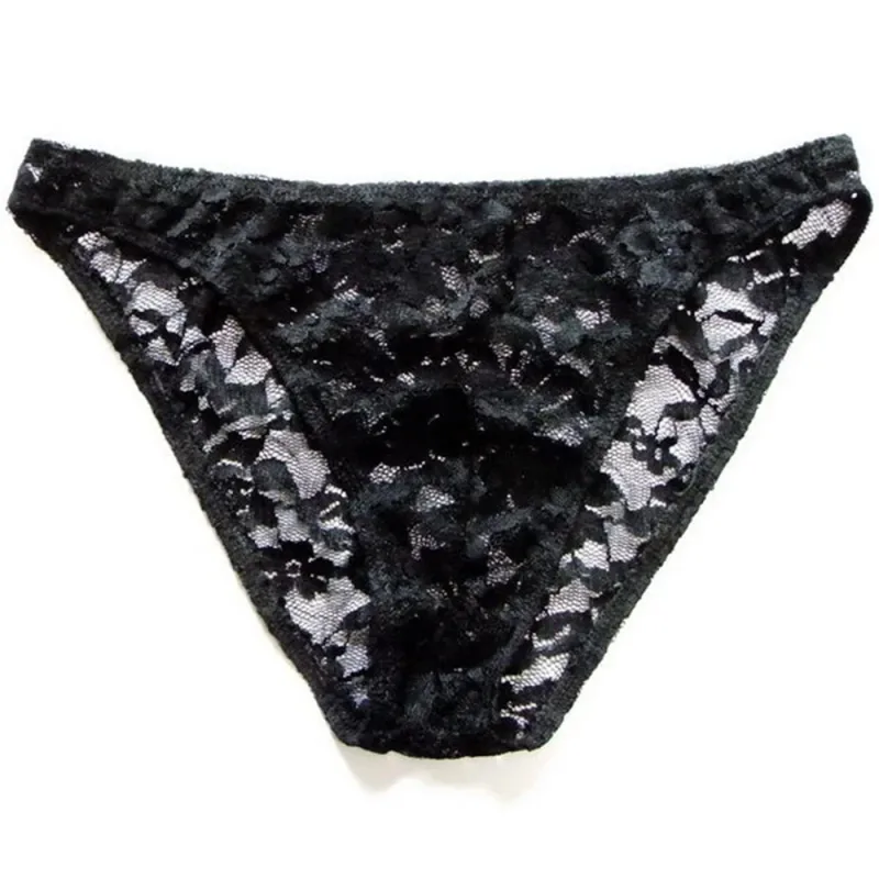 Sexiga män Spets Transparenta trosor Perspektiv Underkläder Hollow Out Rose Mesh Lågväxt manliga trosor — image 15