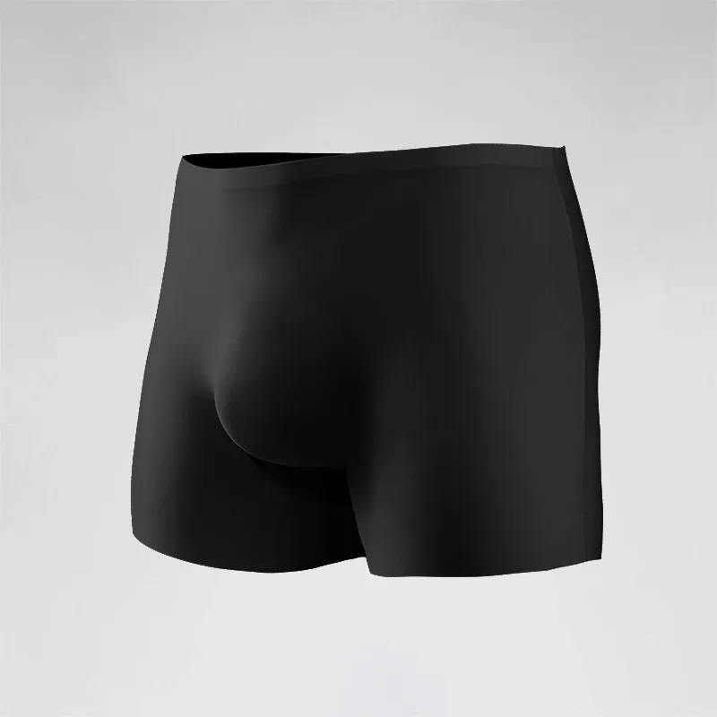 Men's Underwear 3D Molded Ice Silk Seamless Thin Boxer Briefs Extended Length Sports Summer Shorts