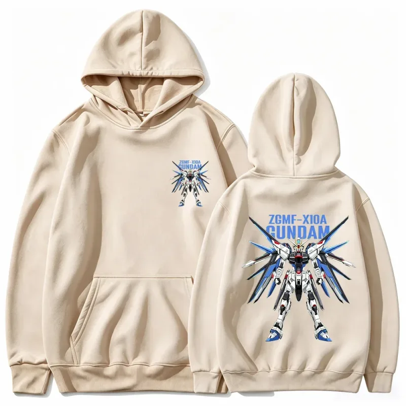 Gundam Hoodie Mecha Roboter Anime ZGMF Mobile Suit Streetwear Ästhetische Vintage Schwarz Übergroße Casual Sport Sweatshirts