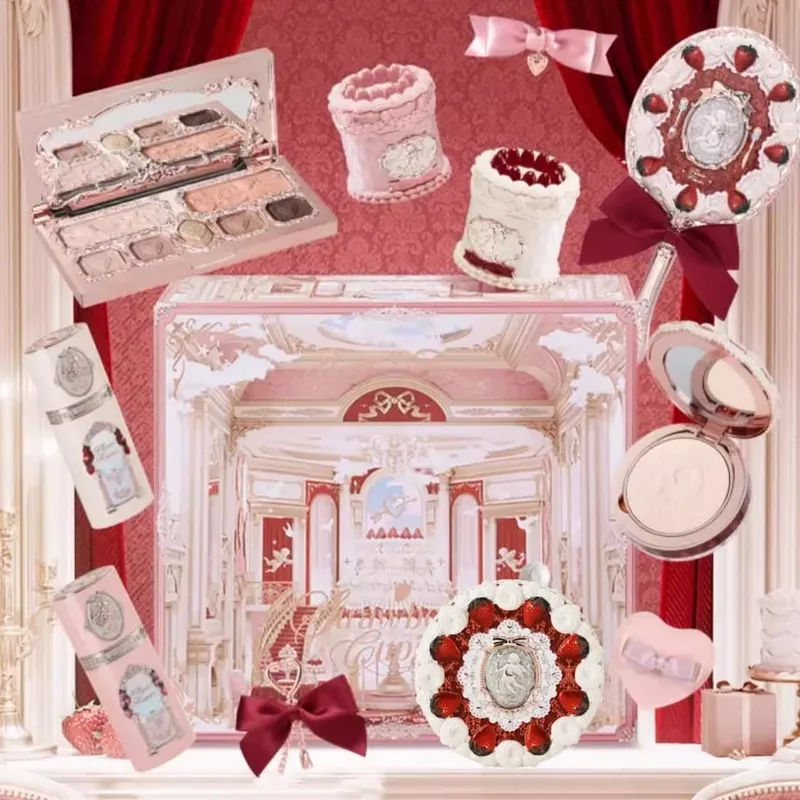 Flower Knows Strawberry Cupid Box Συλλογή Μακιγιάζ Σετ Καλλυντικά Πλήρες σετ Παλέτα Pressed Powder Blush Lipstick Κουτί δώρου — image 2