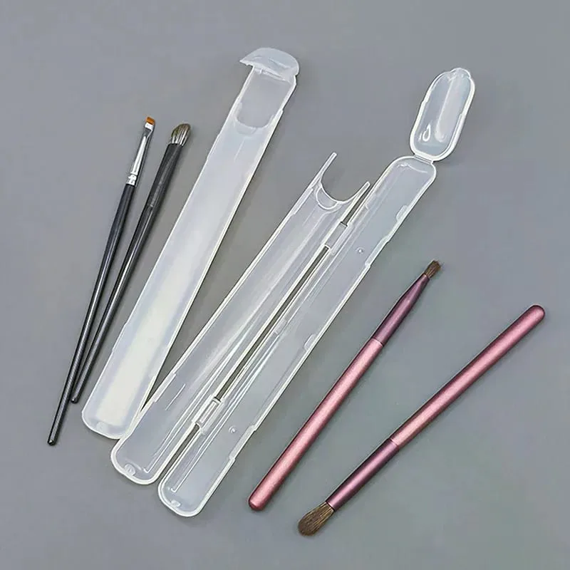 1 pçs portátil transparente maquiagem escova caixa de armazenamento com capa sobrancelha lápis pincéis de maquiagem organizador pauzinho caso ferramenta de beleza — image 2