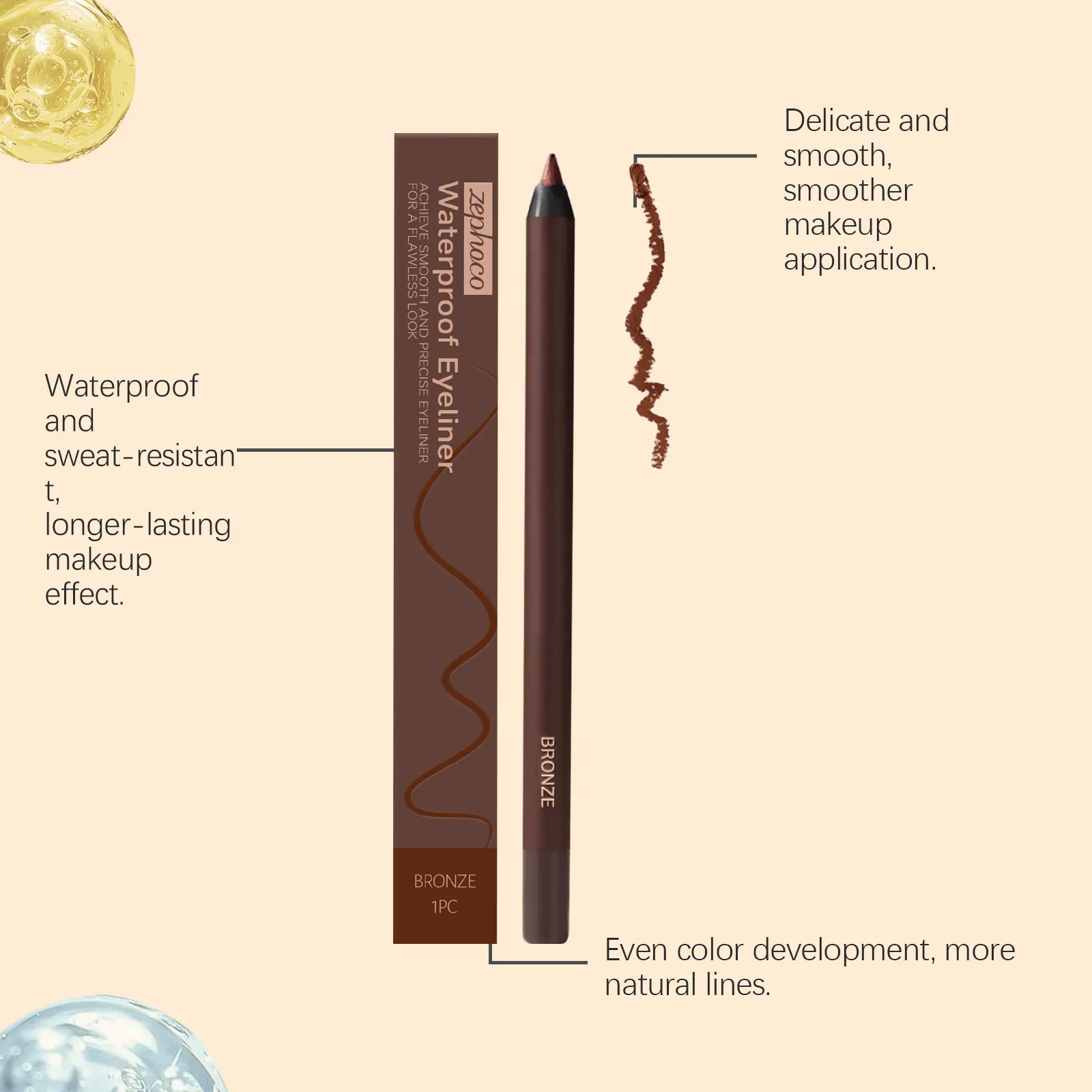Αδιάβροχο eyeliner Καφέ απαλό ματ λάινερ ματιών μακράς διαρκείας χωρίς μουτζούρες με μολύβι φρυδιών πανκ μακιγιάζ ματιών