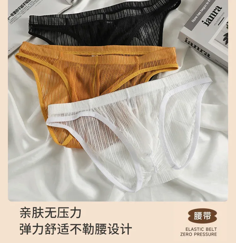 Transparent Underwear for Men See Through Briefs Bulge Pouch Underpants Soft Undies Male See Through Panty Ultra Thin Lingerie
