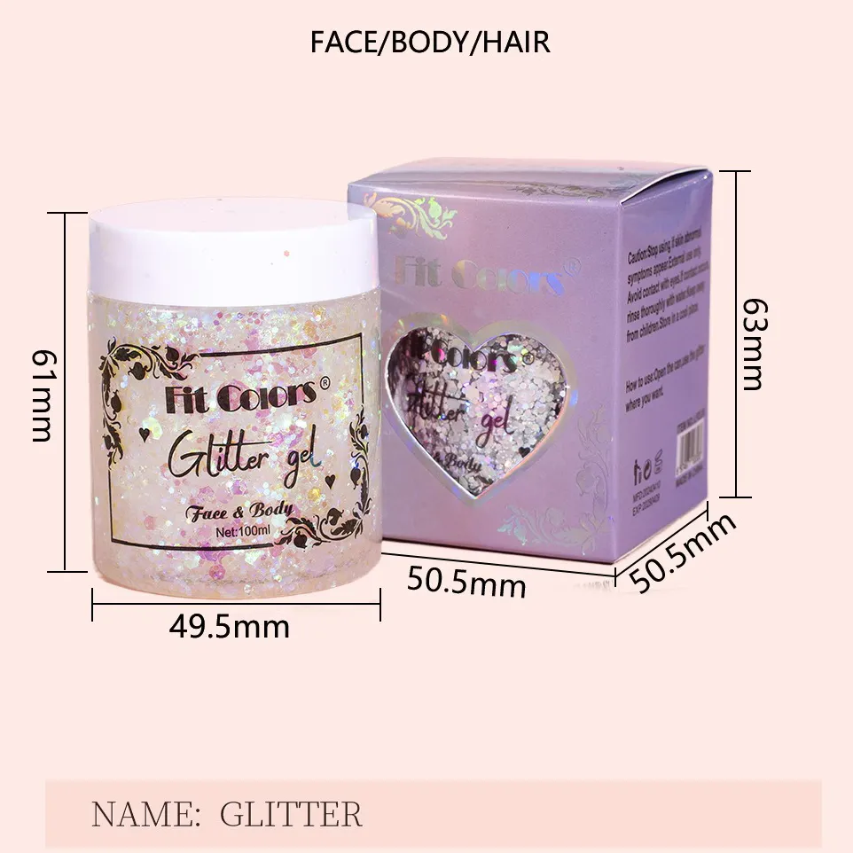 100ml glitter gel sombra de olho líquido rosto corpo grande lantejoulas gel multifuncional colorido solto lantejoulas creme decoração de festa