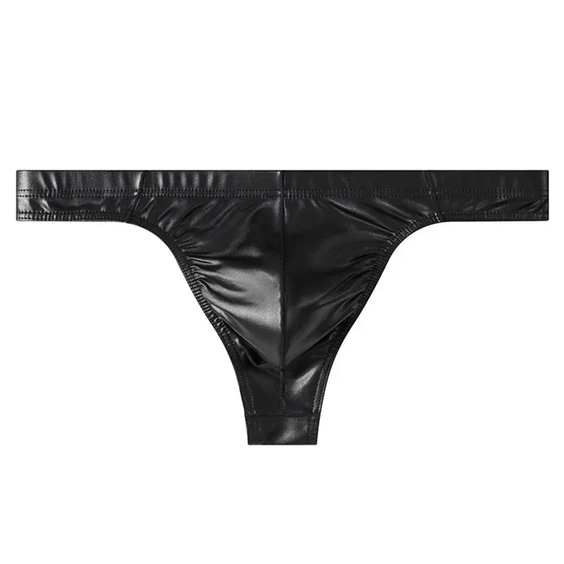 Men Faux Leather Sexy Sissy Briefs G-string Thong T-Back Large Pouch Soft Very Hot Lingerie Underwear For Man Unisex Panties — image 9