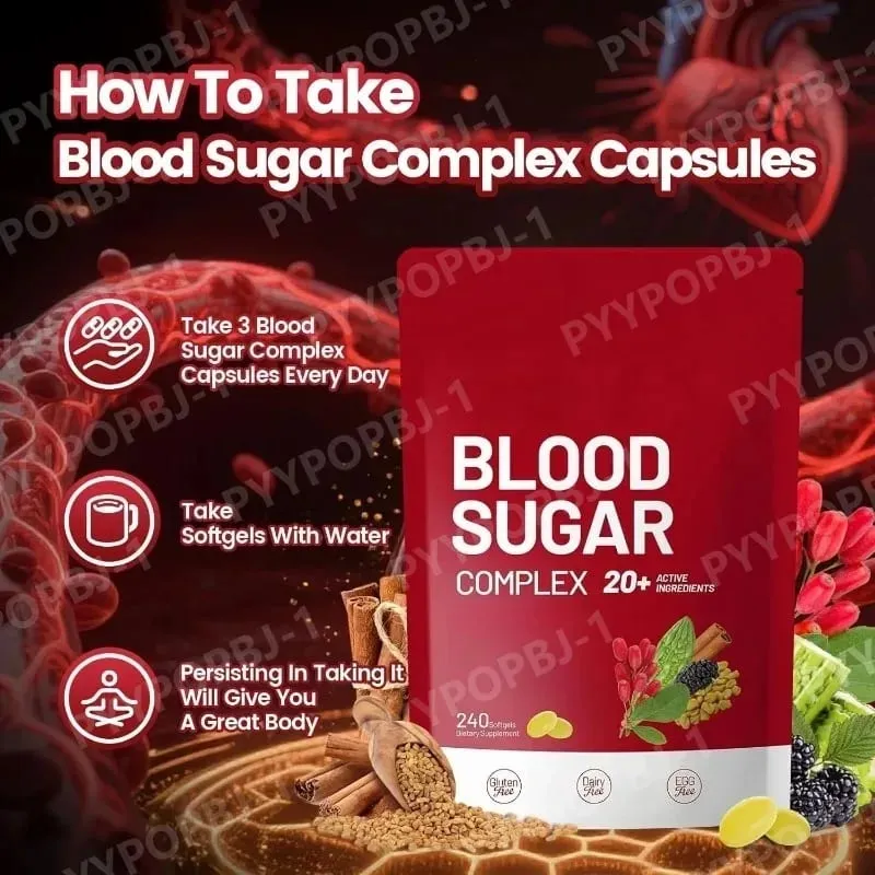 Συμπλήρωμα Blood Sugar Complex 240 Softgels Περιέχουν Πολυβιταμίνες & Κανέλα Bitter Gourd 20 Herbs Extract Υποστήριξη Καθημερινή Υγεία — image 3