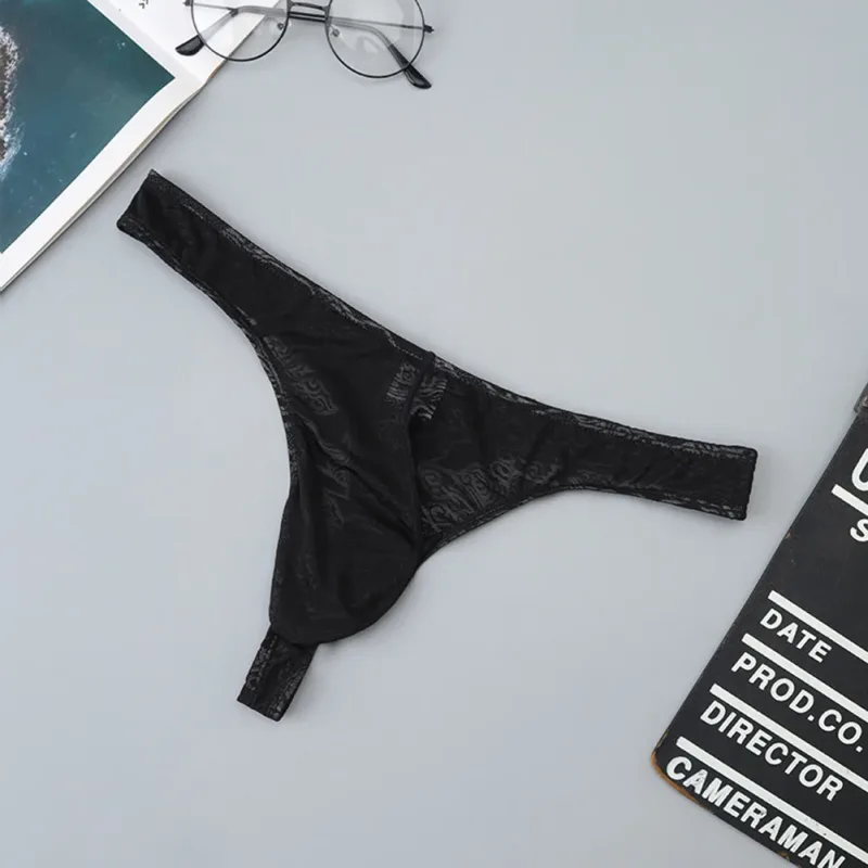 Lelaki Lace Jacquard G-string Seluar Dalam Tinggi Meregangkan Kantung Besar Thong Seluar Dalam Gay Seksi Erotik Seluar Dalam T-belakang — image 14