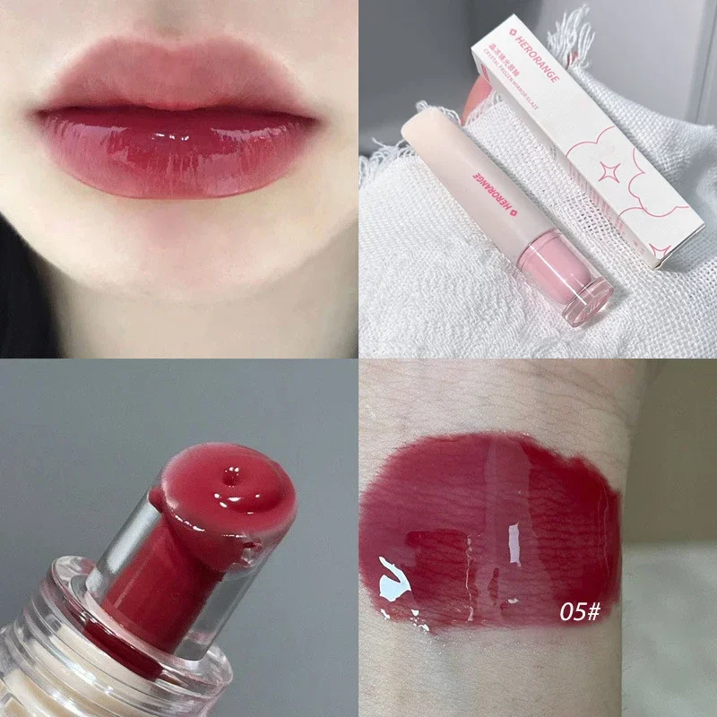 Geléia brilho labial espelho de longa duração água esmalte colorido hidratante batom cristal brilhante matiz labial coreano cuidados maquiagem