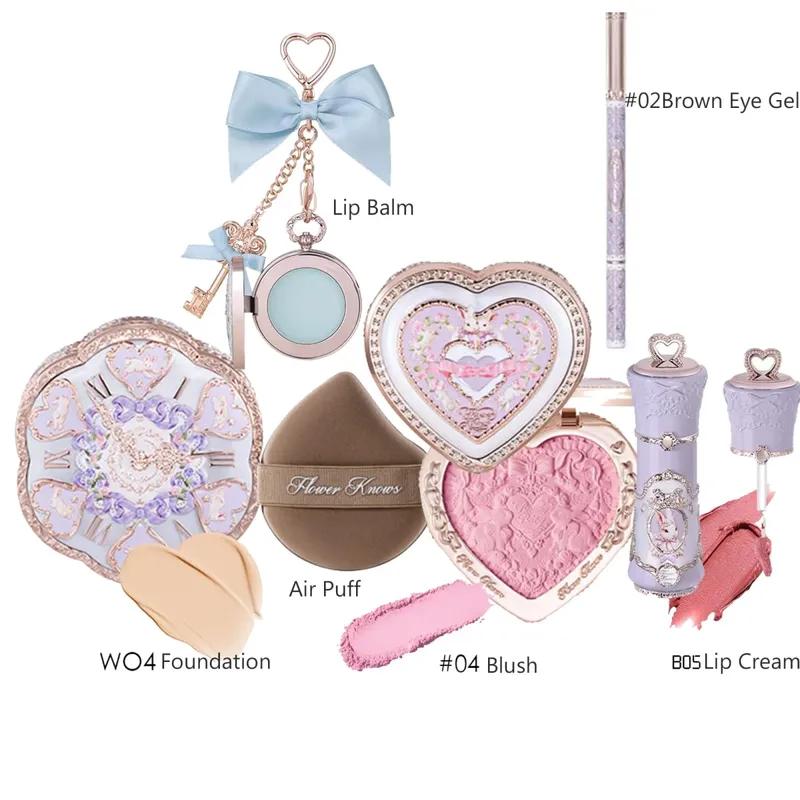 Flower Knows Σετ Μακιγιάζ Κουτί Full Swan Bear Garden Collection Ανάγλυφο Blush Shine Kit Lipstick Foundation All in Maquiagem Kit