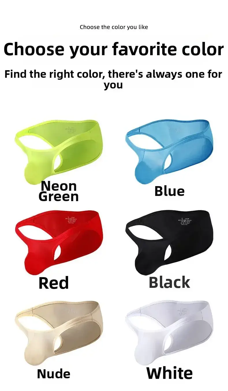 Men's Ice Silk Briefs Sexy Low-Rise U-Pouch Underwear Summer Ultra-Thin Breathable Smooth Panties Quick-Dry Cool Swimming Briefs — image 12