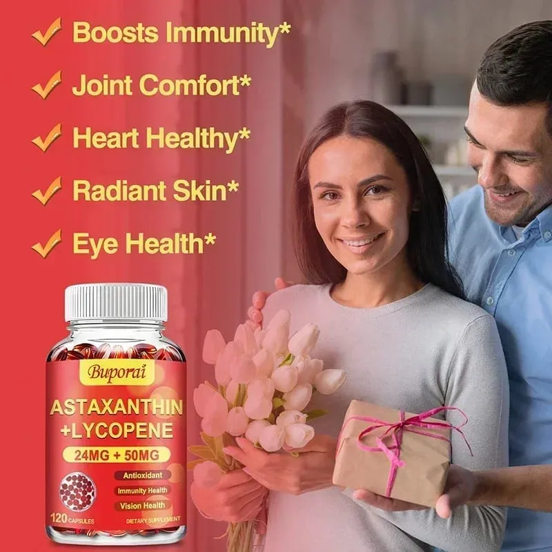 Astaxanthin + Lycopene Capsules - Supports Eye Joint and Skin Health Improves Immunity Speeds Up Metabolism Non-GMO — image 6