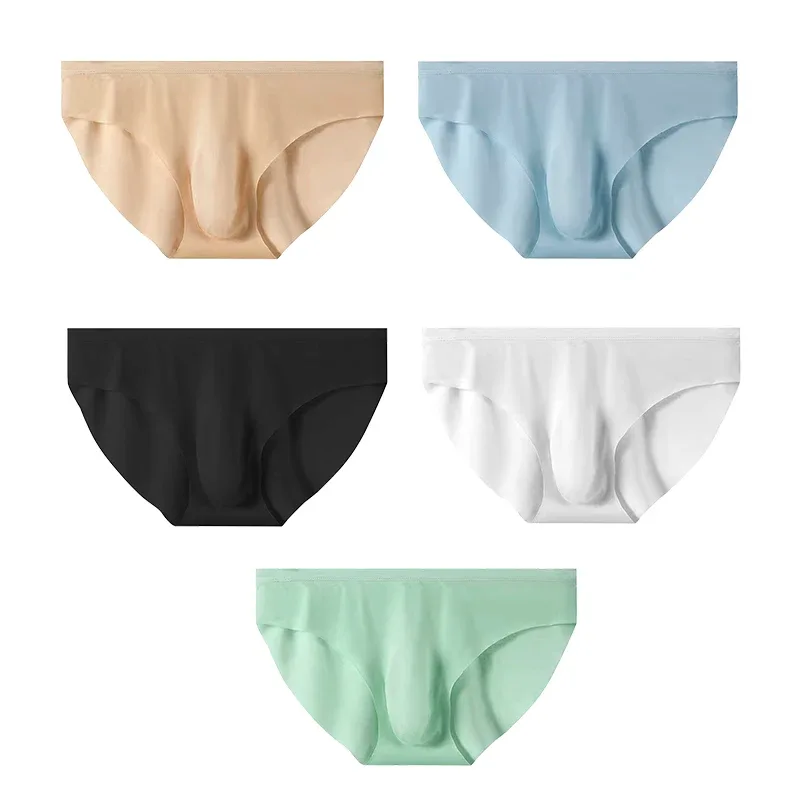 Calzoncillos de seda helada para hombre, ropa interior transparente, sin costuras, Sexy, de secado rápido, transpirable, ultrafina, 4 Uds.