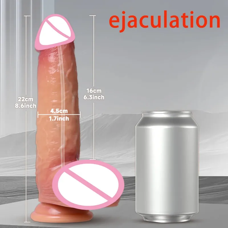 2 In1 Super Realistic Dildo Penis Sliding Foreskin Ejaculation Big Dick Penetration Anal Female Masturbation Sexy Adult Sex Toys