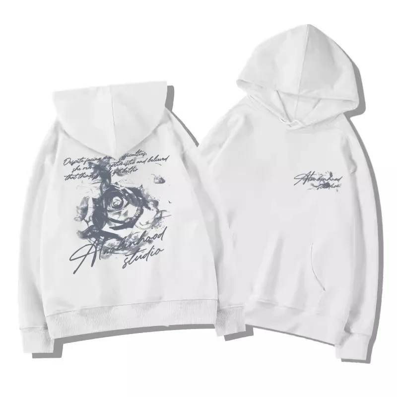 Rose Flower Men Women Hoodie Pullover Outdoor Street Casual Loose Sports Comfort Sporty Versatile Daily Winter Autumn Sweatshirt