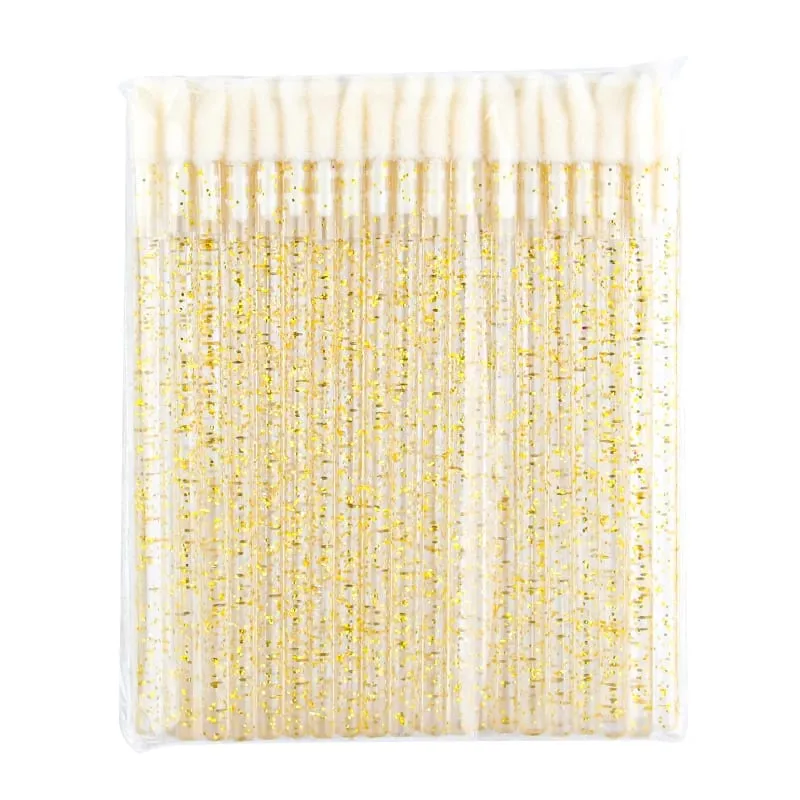 50 pçs escova de lábio cristal cílios extensão escovas rímel aplicador batom varinhas conjunto feminino pincéis de maquiagem ferramentas