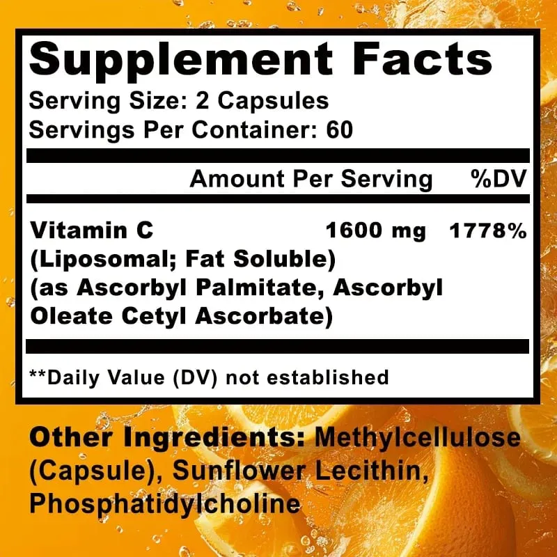 Liposzómális C-vitamin 1600 mg - Elősegíti a kollagéntermelést az immunrendszer támogatása Erőteljes antioxidáns — image 2