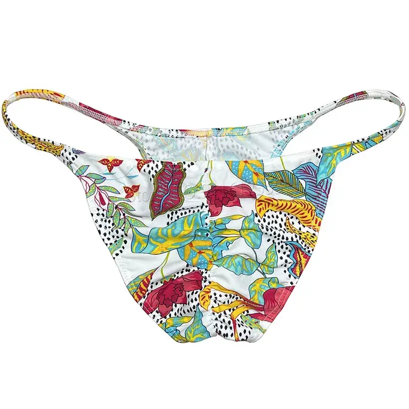 Men's Cheeky Briefs Underwear Pouch Male Ruched Bikini Swimwear Sexy Underpants High Elasticity, Low Waist, Floral Print sexy — image 20