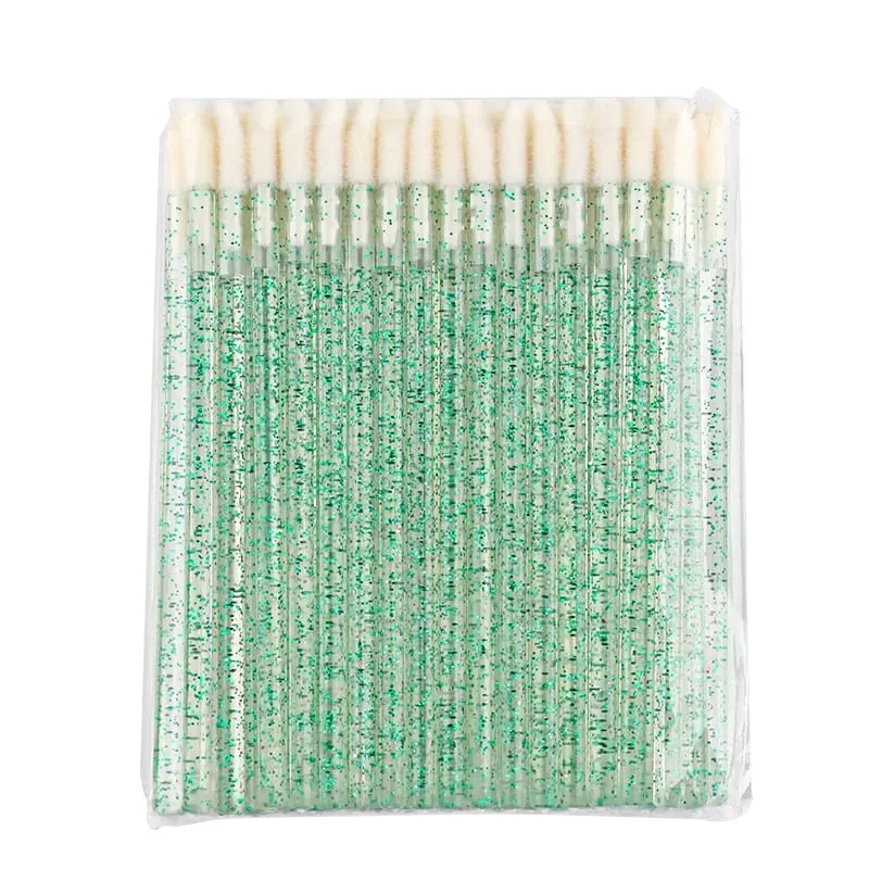 50 pçs escova de lábio cristal cílios extensão escovas rímel aplicador batom varinhas conjunto feminino pincéis de maquiagem ferramentas