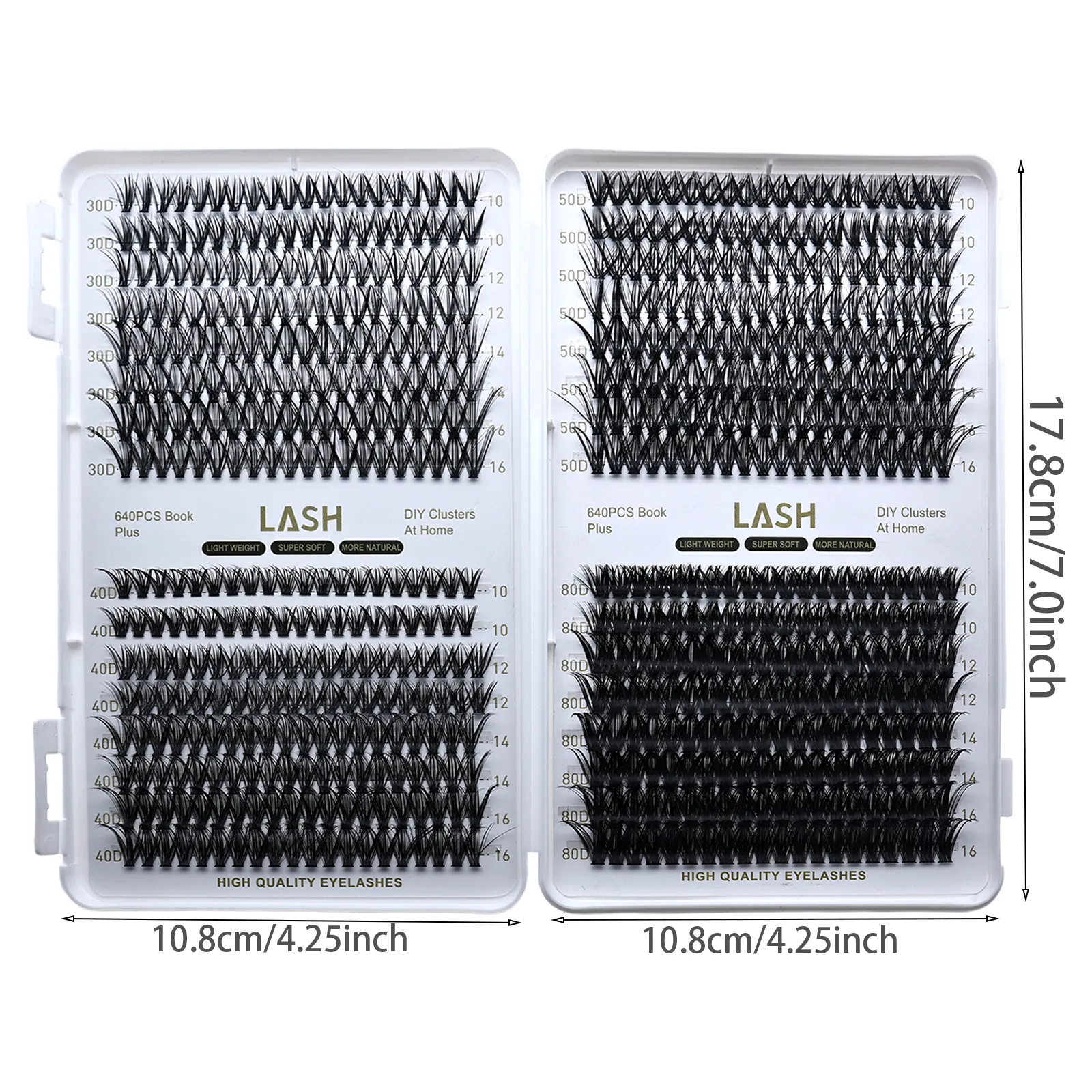 Βιβλίο DIY Lash Cluster 640Pcs 30D‑80D Mixed Density D Curl 10‑16mm Μικτού μήκους Individual Eyelash Cluster Home Εργαλείο μακιγιάζ ματιών — image 4