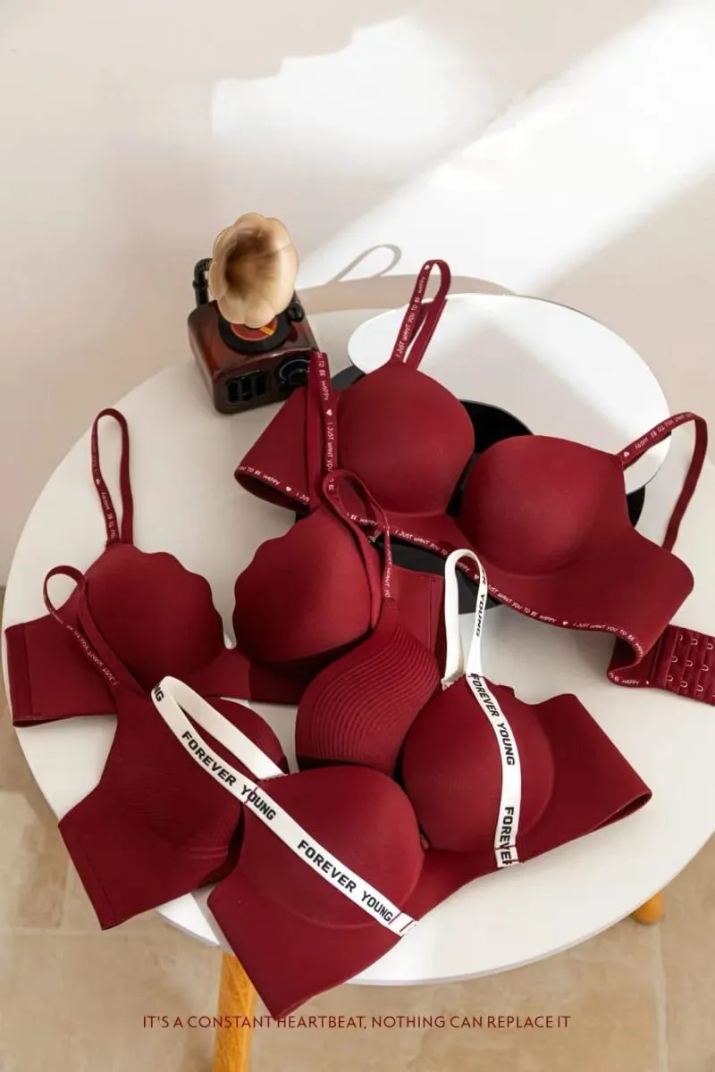 Σέξι Κόκκινο Push up Σετ σουτιέν για Μικρό Στήθος Αντι-Καθαρό Άνετα αναπνεύσιμο σετ εσωρούχων γάμου χωρίς σύρμα — image 3