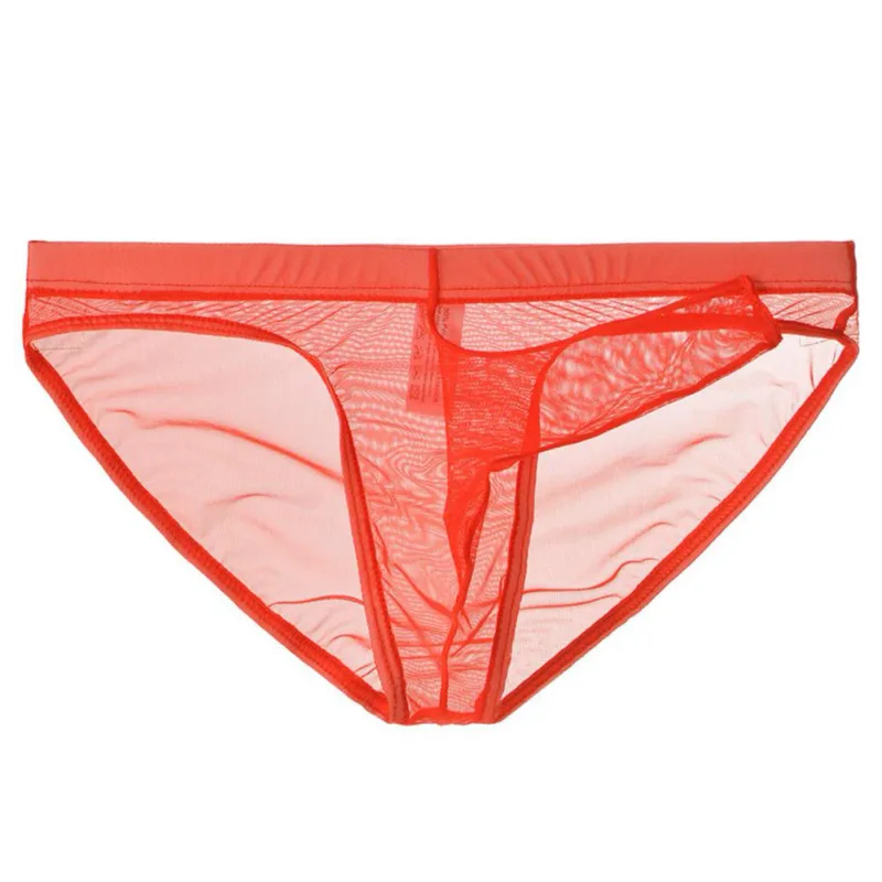 Men\'s Lightweight Mesh Briefs Transparent Elephant Nose Design Ultra Thin Breathable Quick Dry Low Waist Underpants