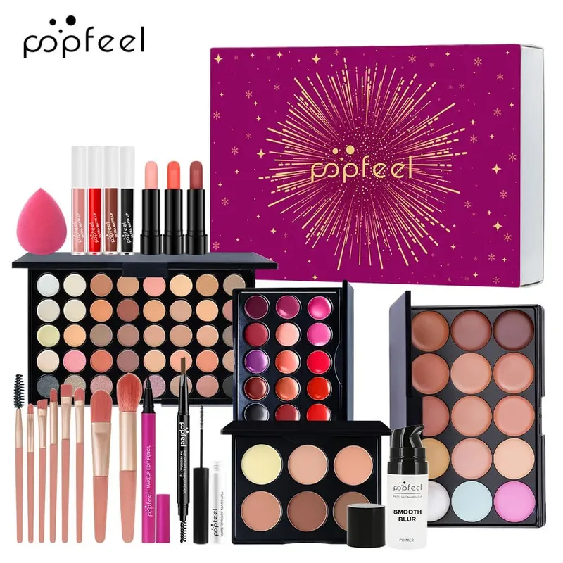 Κιτ μακιγιάζ Κουτί δώρου Beauty Eyeshadow Palette Κραγιόν Κραγιόν Μάσκαρα Πινέλο Μακιγιάζ Πλήρες Σετ για Γυναίκες Γυναίκα Αρχάρια Φοιτητές — image 2