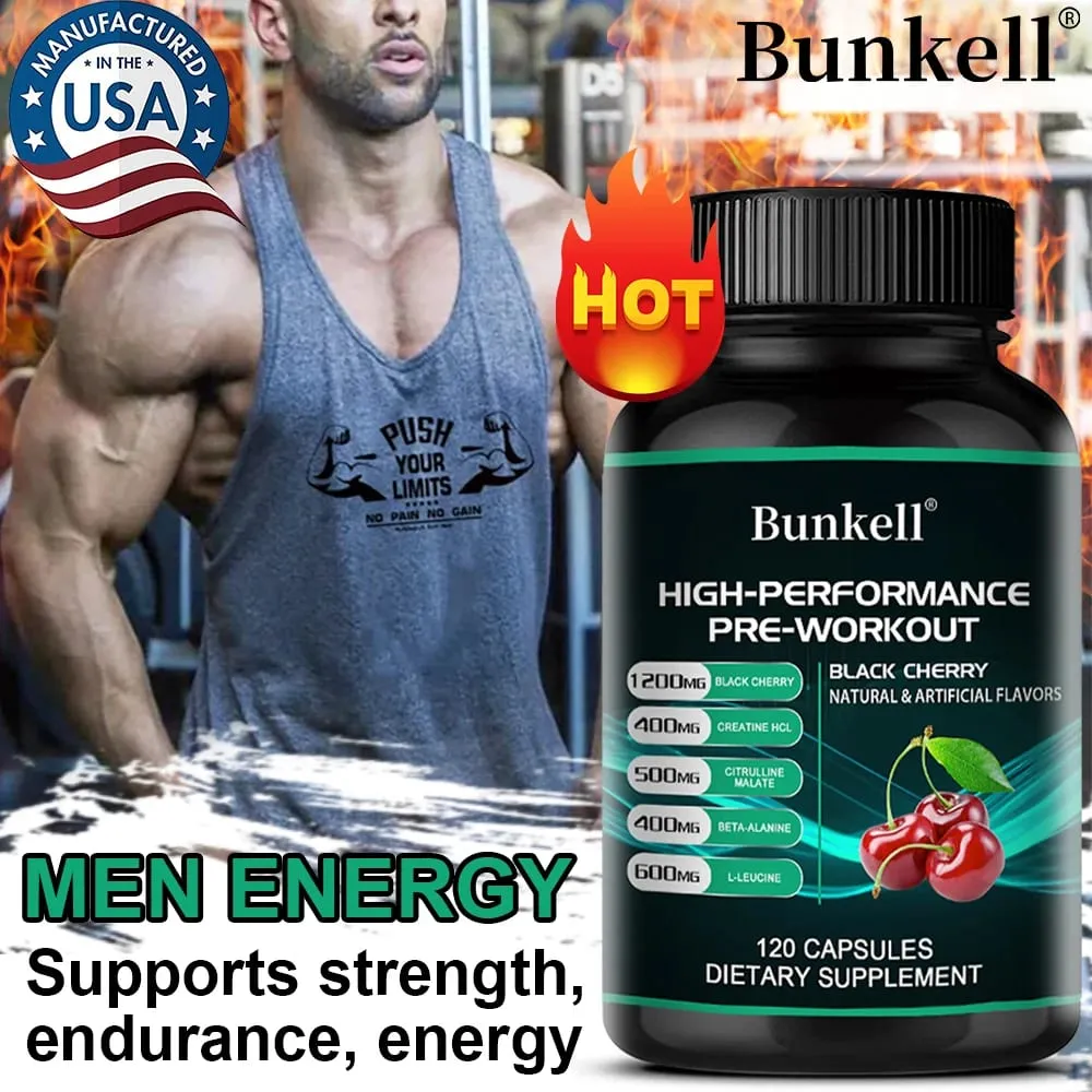 Bunkell Pre-Workout Supplement - Amino Acids Creatine HCI Citrulline Malate Beta-Alanine To Improve Athletic Performance