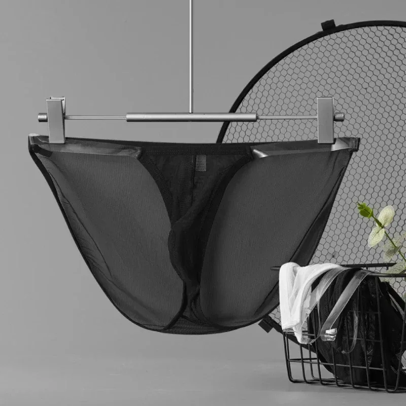 Ropa interior para hombre, calzoncillos transparentes de malla completa sexi, seda fina de hielo, transpirable, cintura baja, ropa interior sexi para hombre — image 6