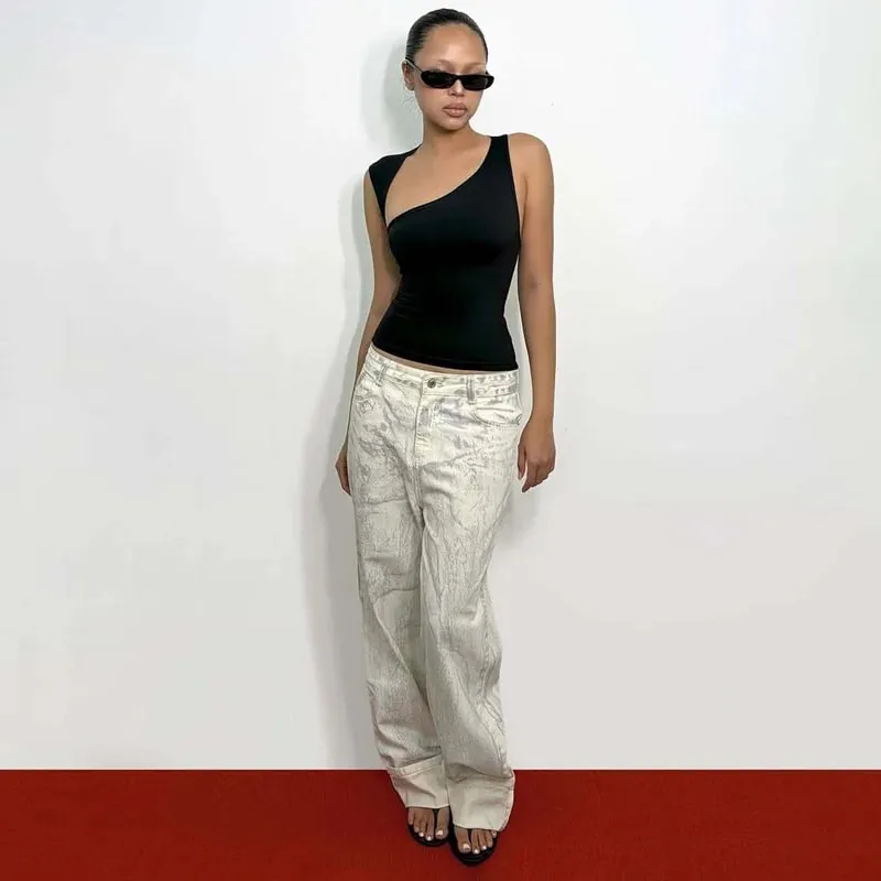 Καλοκαιρινά ρούχα Dulzura Asymmetric One Shoulder Slim χωρίς μανίκια Tank Top Γυναικεία μονόπλευρα σέξι casual top Street Style Y2K καλοκαιρινά ρούχα — image 7