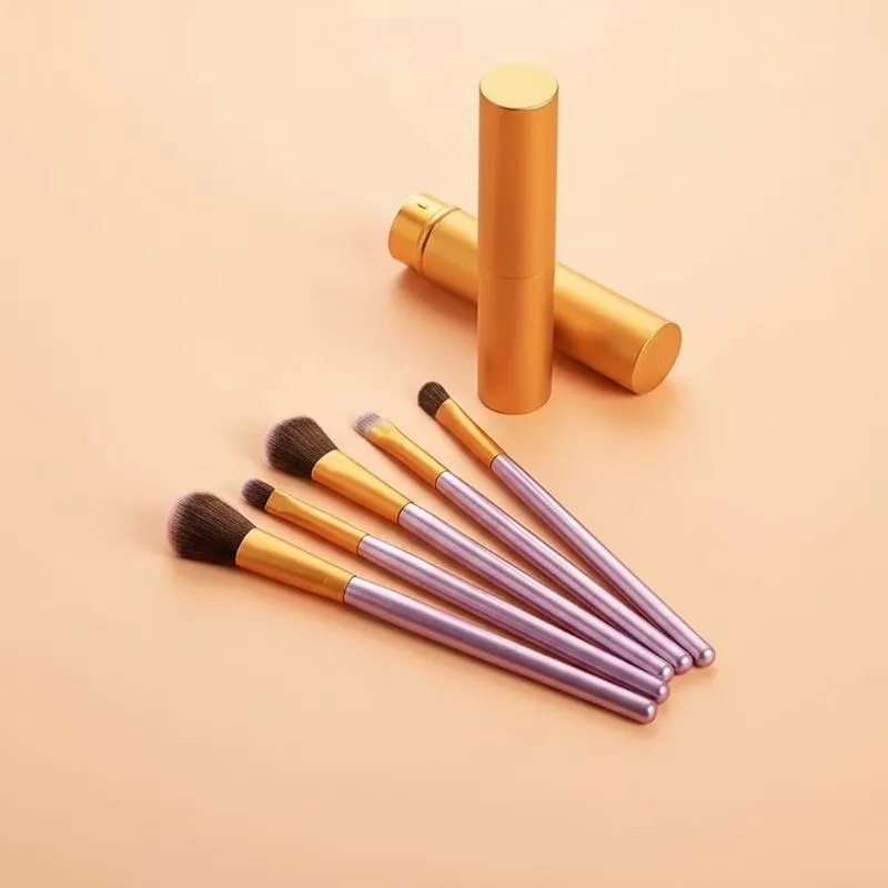 5pcs pincel de delineador com tubo de armazenamento pincéis de maquiagem para os olhos conjunto pincel de sombra macio pincel para manchas