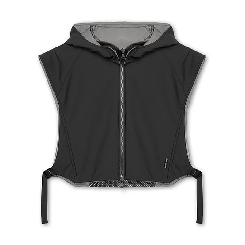 Men's Waterproof Reflective Hooded Vest Sleeveless Running Jacket Gym Outdoor, Breathable Windbreaker Night Training Sportswear