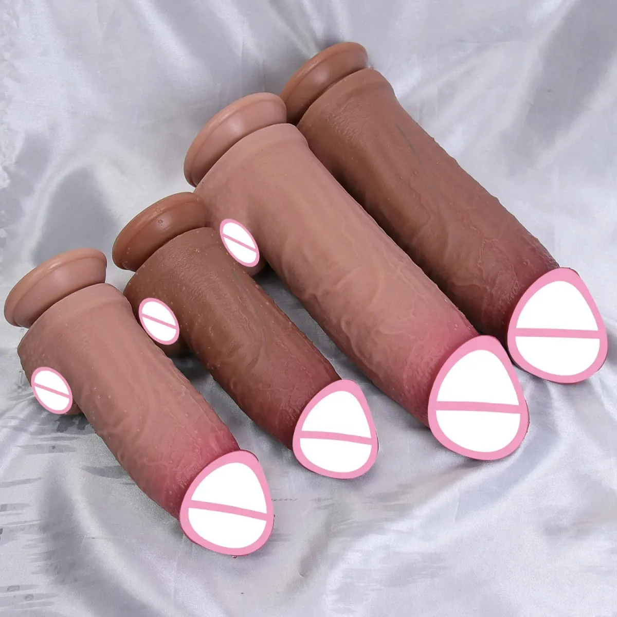 Μαλακό ρεαλιστικό τεράστιο χοντρό δέρμα Dildo Βεντούζα σιλικόνης Μεγάλο πέος Πρωκτικό παιχνίδι σεξ για Γυναίκα Άνδρας Ζευγάρια Κόκορας Αυνανισμού — image 5