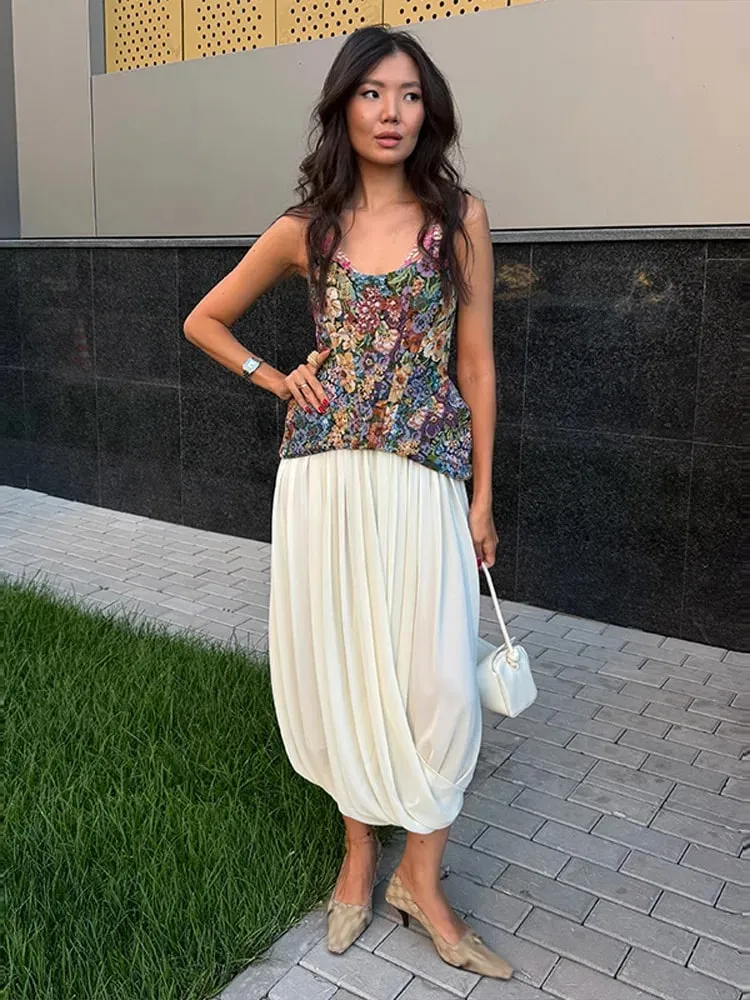 Floral print Cami Corset Top Λεπτές τιράντες U Lady Structured Waist pointed Hem Vintage 2026 Spring Summer Vacation Lady Chic Top